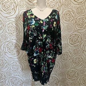 Anthropologie Maeve Black Floral Print Petal Palette Dress